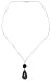 14k Yellow Gold Black Onyx Necklace and Labradorite Pear Pendant, 16"