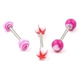Set of 3 Acrylic Tongue Barbells - 14g