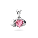 14K White Gold Heart Created Pink Sapphire Celtic Claddagh Pendant