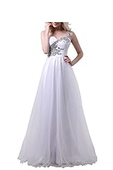 One Shoulder Sequined Glittering Satin/Tulle Prom Dress 