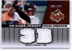 2009 Upper Deck UD Game Jersey Dual #JG-MM Melvin Mora - Baltimore Orioles (Piece of Authentic Game Used Jersey - Serial #'d to 149) (Baseball Cards)