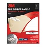 3M Permanent Adhesive File Folder Labels, 0.66 x 3.437 Inches, White, 1500 per Pack (3300-F)