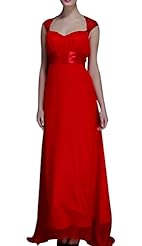 Shift  Cutout Sleeveless Empire   Waistline Chiffon Sweetheart Full Length  Dress With Ruffles