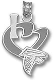 Atlanta Falcons Solid Sterling Silver ''I Heart'' Falcon Logo 1/2'' Enamel Pendant