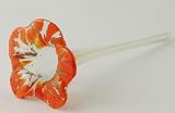 Orange Hand Blown Glass Butterfly/Hummingbird Feeder with Wrought Iron Garden Stake