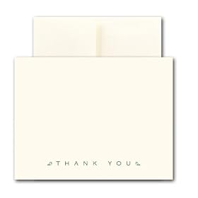 Thank You Note Cards - Antique Dark Green, Box of 10 cards and envelopes