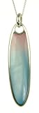 Silver Pink/Blue Mother of Pearl Oval Pendant 18 Curb