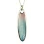 Silver Pink/Blue Mother of Pearl Oval Pendant 18" Curb