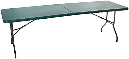 Palm Springs Outdoor Portable Plastic Banquet Table-Folds In Half (Green, 8-Foot)
