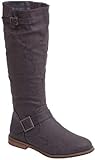 EyeCatchShoes - Montana flache Kunstleder Stiefel mit Schnalle Grau Gr. UK 5 / EU 38