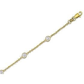 Cubic Zirconia (CZ) Anklet 10 Inches in 14K Yellow Gold
