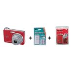 GE A1030 RED Digital Camera 10MP (2x SONY RECHARGEABLE BATTERIES, 1GB SD CARD, CASE & READER from eCom Cameras)