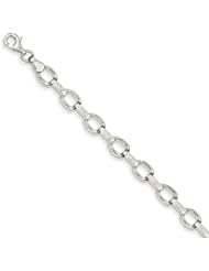 14k White Gold D/C Satin Polished Fancy Bracelet