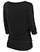 TWINTH Womens 3/4 Sleeve Dolman Drape Top with Side Shirring Loose Fit Tunic Top Plus Size Black X-Large