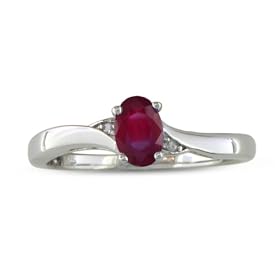 1/2ct Ruby and Dimond Ring in Sterling Silver: Jewelry