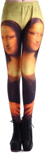 Yikanul Women's Fashion Digital Print Mona Lisa Smile Pattern Sexy Leggings