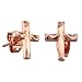 Rose Plated Stainless Steel Cross Earrings