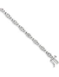 Genuine .925 Sterling Silver Diamond Bracelet 7 Grams . 100% Satisfaction Guaranteed.