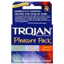 Trojan pleasure pack condoms - box of 3