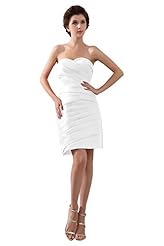 Short Sheath Satin Pleated Bridesmaid Dress 