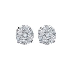 14k White Gold, Round, Diamond Stud Earrings (1/2 cttw, J-K Color, I2-I3 Clarity)