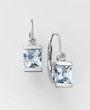 14k White Gold Aquamarine (9/10 ct. t.w.) & Diamond Accent Earrings