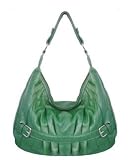 Pleated Style Large Handbag Purse in Dark Green. Cute