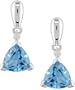 10k White Gold Trillion-cut Blue Topaz Earrings