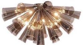 Flute Chandelier. Metallic Glass. 10-25w G9 Bulbs. Flush Mount. Dimensions D:35.5x35.5"
