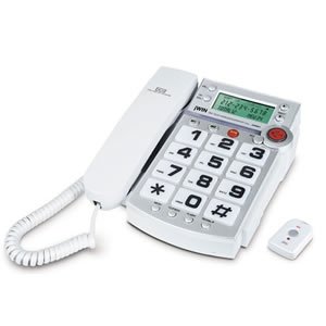 Jwin Jtp551Wht Dual Caller Id Phone With 2.4 Ghz Wireless Emergency Remote (White)