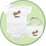 Peanut Short Sleeve Infant Bodysuit Bib Set, Baby Size 3-6 Months