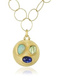 Stephanie Albertson Gold Multi-Stone Medallion Necklace