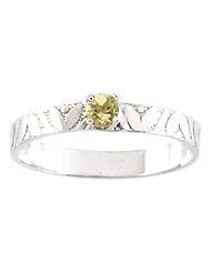 14K White Gold 3 MM Peridot Childrens Ring