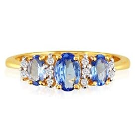 Tanzanite Jewelry: 1ct Tanzanite and Diamond Ring in 14k Yellow Gold | Fine... by SuperJeweler.com