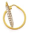 CZ HOOP EARRINGS 1.90CTW 32MM IN 14K YELLOW GOLD