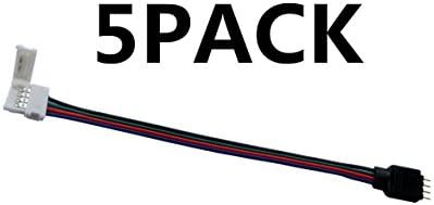 5pack Led 5050 RGB Light Strip Connector - Strip to Power Adaptor -10mm Wide 5050 RGB Multicolor Free Welding Connector Cable 6inch