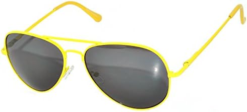 Ladies Aviator Sunglasses Yellow Metal Frame Smoke Lens with Spring Hinge