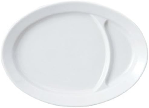 Chinese open white Chinese dish with partition [22.8x16.7x2.6cm] fried rice noodles restaurant business for Chinese restaurant tableware