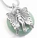 Faery with Butterfly Wings on Green Aventurine Sterling Silver Pendant