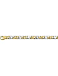 6mm Fancy Two Tone Gold Link Bracelet 9"