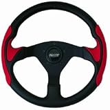 Evolution GT Steering Wheel 13.75 in. Diameter 3.75 in. Dish Red Perforated Leather & Solid Black Anodized 3-Spoke Design