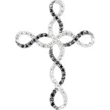 Genuine IceCarats Designer Jewelry Gift 14K White Gold Black & White Diamond Cross Pendant. 28.70X21.00 Mm/ 1/3 Ct Tw Black & White Diamond Cross Pendant In 14K White Gold