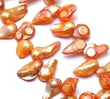 Orange Freshwater Pearls Free Form 20x10mm
