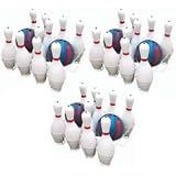 Set of 3 Bowling Baskets w/ Pins & Balls