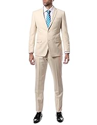 Apparel: 50R Mens 2pc 2 Button Slim Fit Tan Zonettie Suit