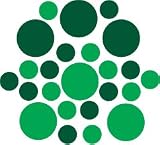 Set of 30 - Kelly Green / Dark Green Circles Polka Dots Vinyl Wall Graphic Decals Stickers
