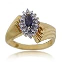 New Ladies Yellow Gold Ring w/ Sapphire and Diamond