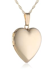14k Gold Polished Heart Locket Necklace, 18"