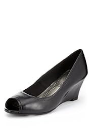Footglove™ Fashion Leather Peep Toe Wedge with Insolia®
