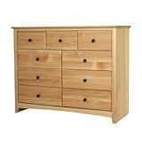 Maco Furniture P-S9X48-SC CL Windridge Solid Pine Shaker 9 Drawer Dresser